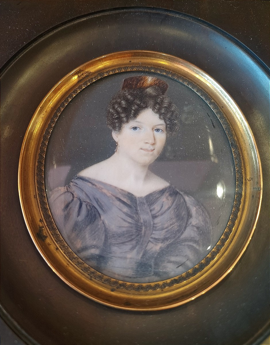 Pair Of Painted Miniatures, 19th Century -photo-4