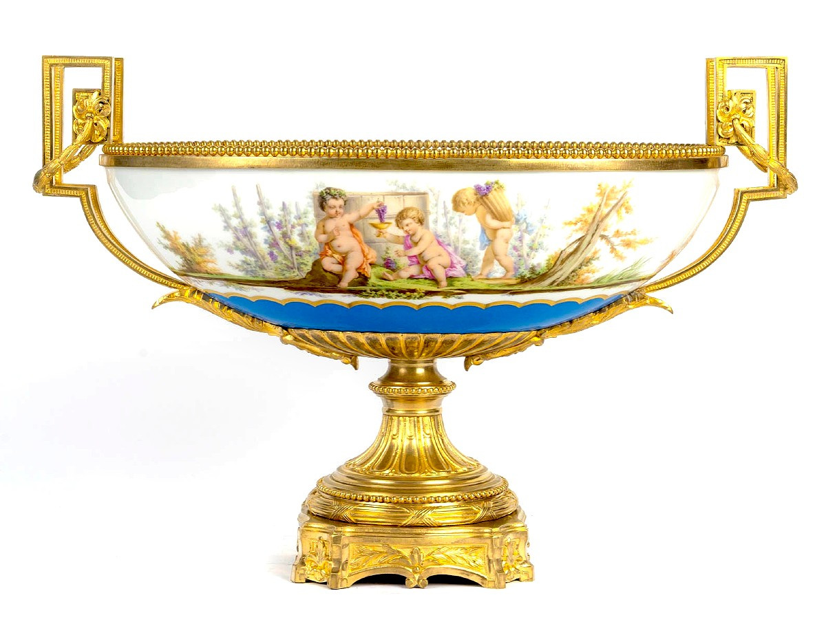 Important Paris Porcelain Planter, Napoleon III Period -photo-2