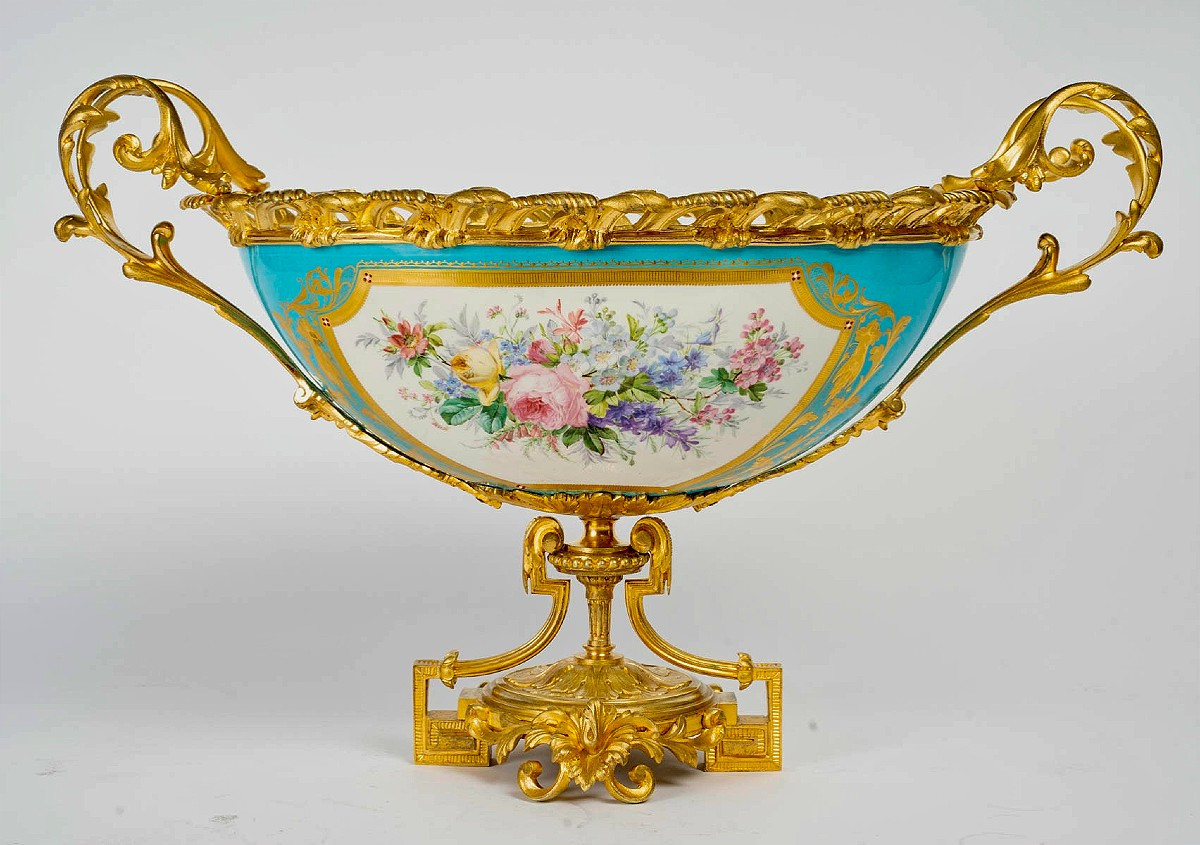 Sèvres Painted Porcelain Planter With Gilded Bronze Mount, Napoleon III Period -photo-3
