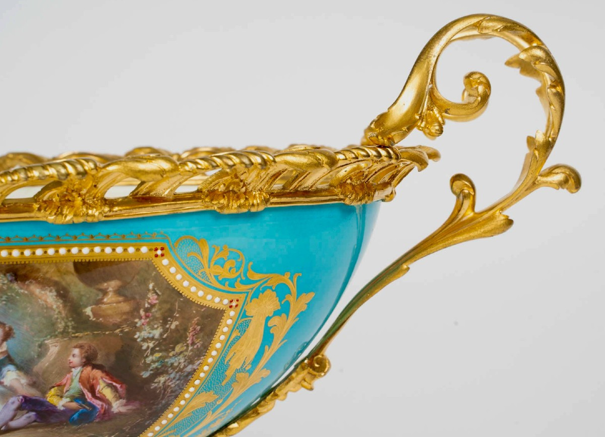 Sèvres Painted Porcelain Planter With Gilded Bronze Mount, Napoleon III Period -photo-3