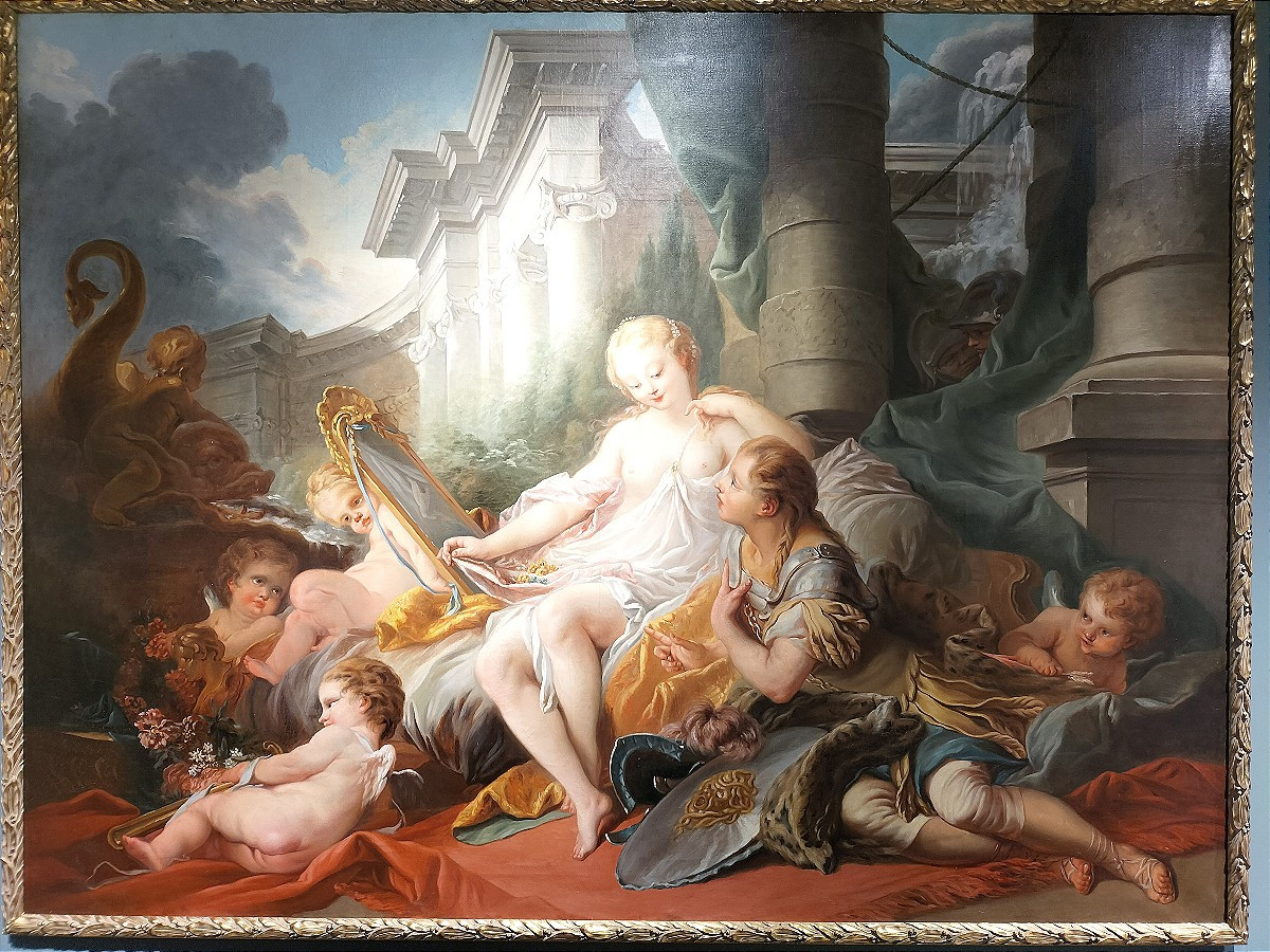 Importante huile sur toile  ( 185 cm x 135 cm ) d'après François Boucher début XXème siècle -photo-2