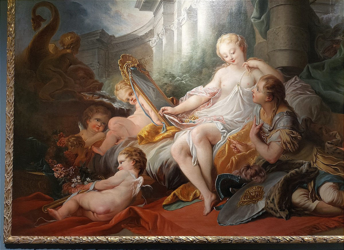 Importante huile sur toile  ( 185 cm x 135 cm ) d'après François Boucher début XXème siècle -photo-4