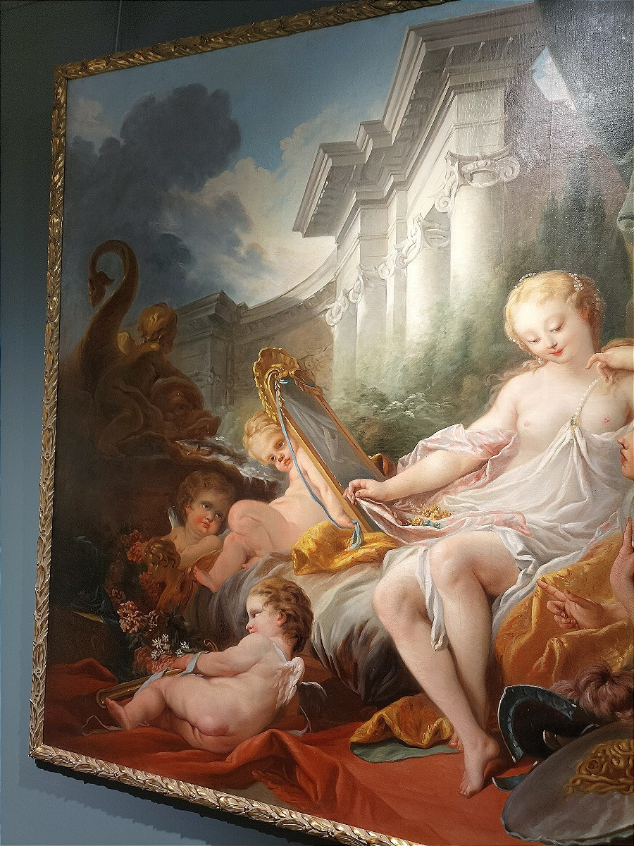 Importante huile sur toile  ( 185 cm x 135 cm ) d'après François Boucher début XXème siècle -photo-2