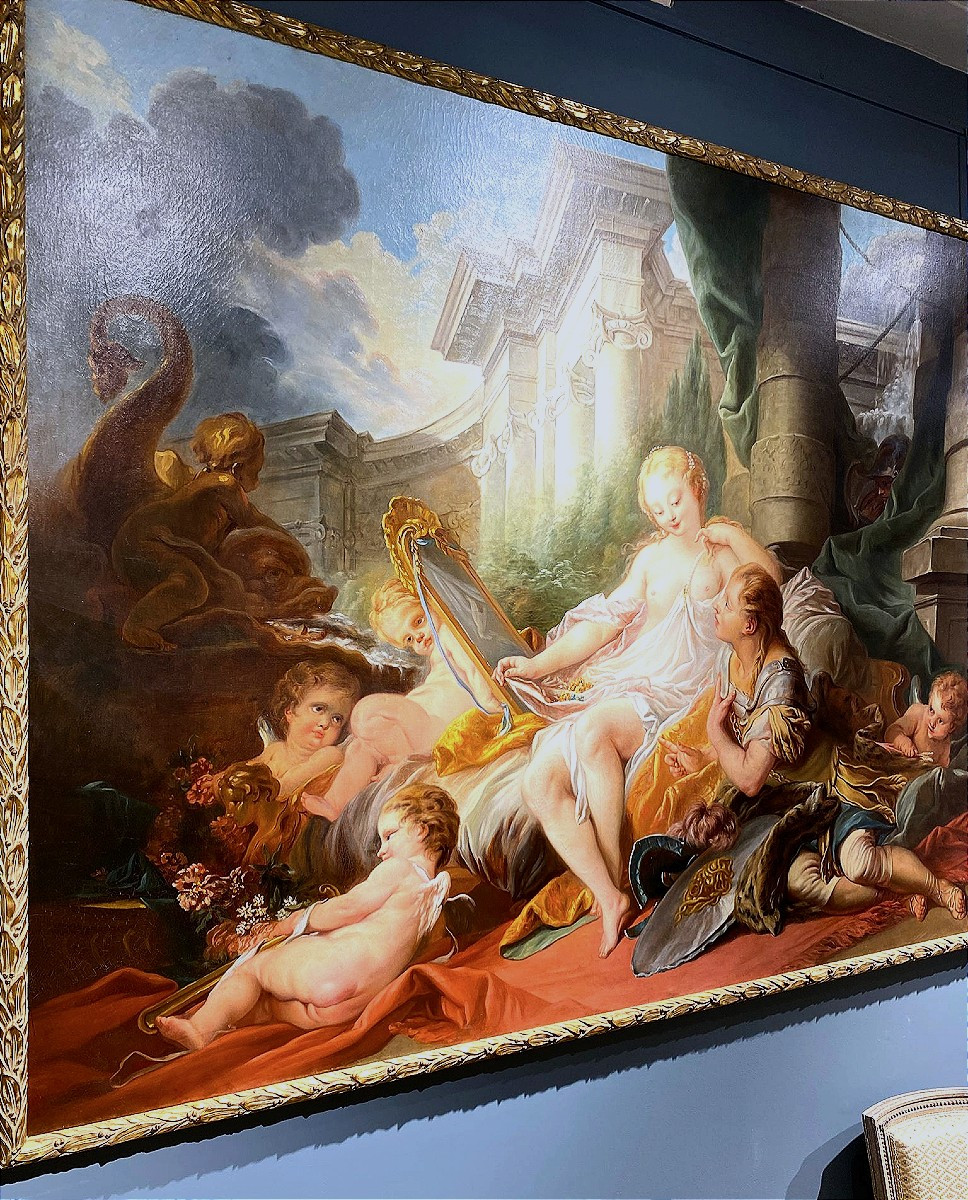 Importante huile sur toile  ( 185 cm x 135 cm ) d'après François Boucher début XXème siècle -photo-8