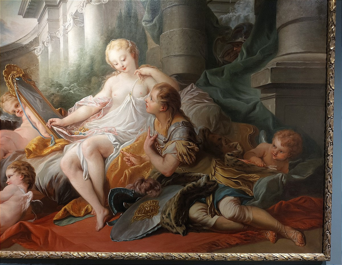 Importante huile sur toile  ( 185 cm x 135 cm ) d'après François Boucher début XXème siècle -photo-4