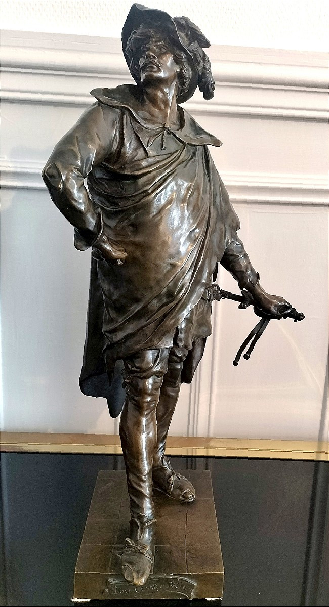 Émile Picault Grande Sculpture en bronze patiné 19ème siècle -photo-2