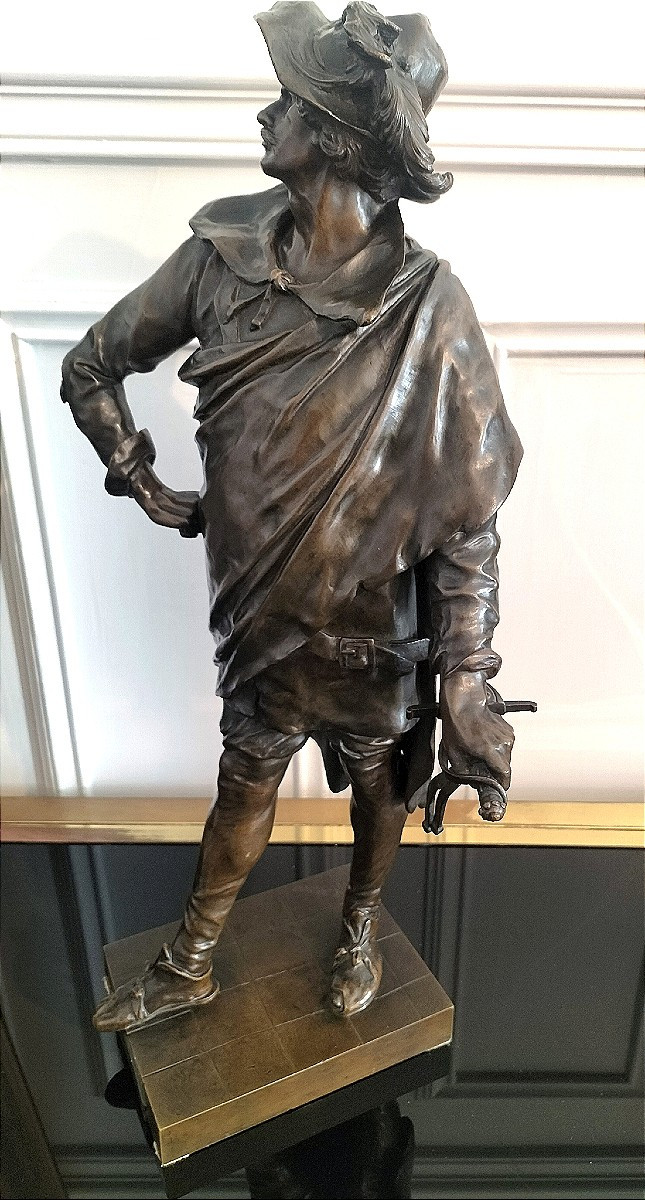 Émile Picault Grande Sculpture en bronze patiné 19ème siècle -photo-4