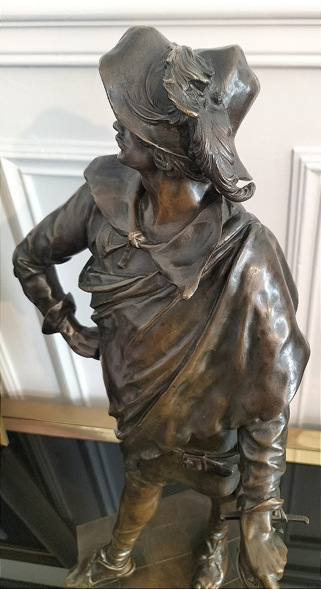 Émile Picault Grande Sculpture en bronze patiné 19ème siècle -photo-3