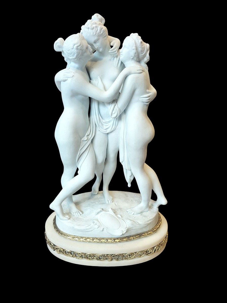 Sèvres Biscuit Sculpture "the 3 Graces" 19th Century -photo-2