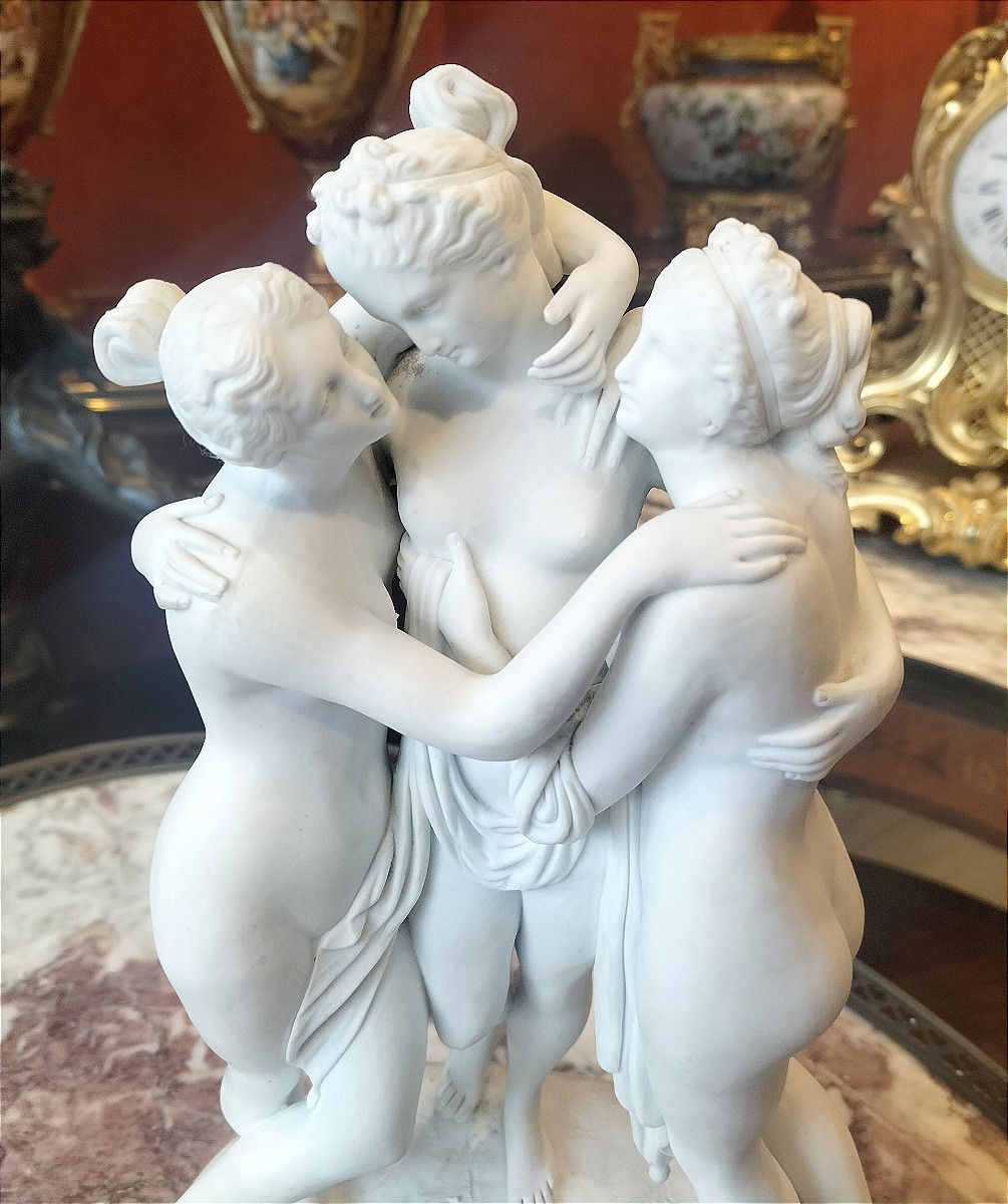 Sèvres Biscuit Sculpture "the 3 Graces" 19th Century -photo-4