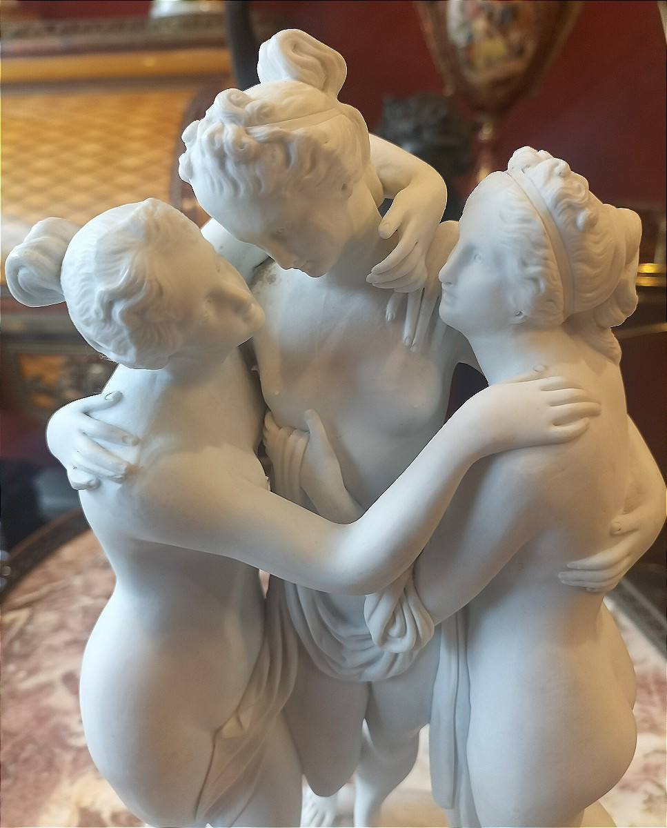 Sèvres Biscuit Sculpture "the 3 Graces" 19th Century -photo-7