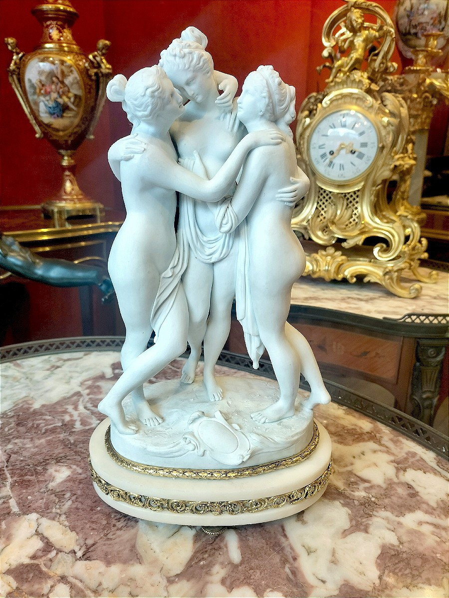 Sèvres Biscuit Sculpture "the 3 Graces" 19th Century 
