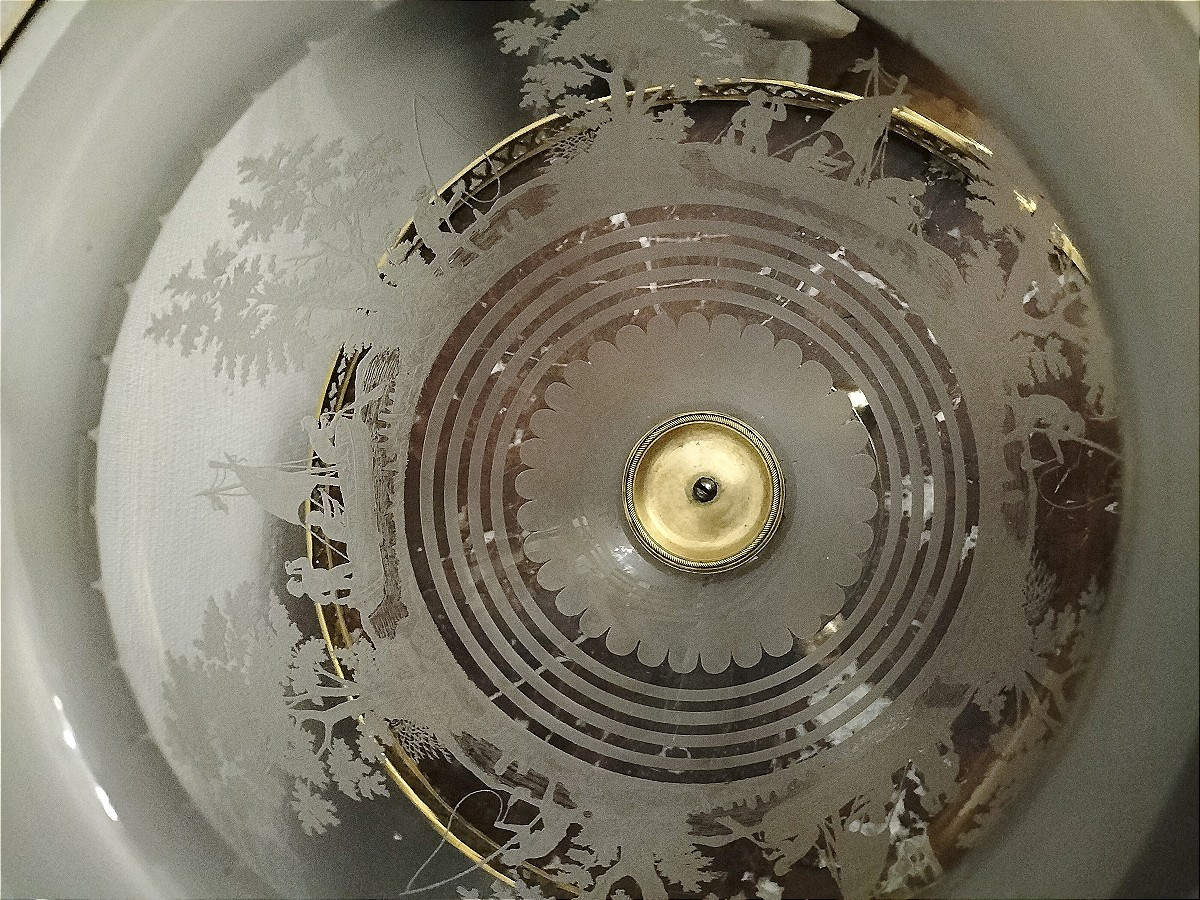 Attribué à Baccarat Vase de forme cratère en cristal gravé et bronze doré XIXème siècle -photo-5