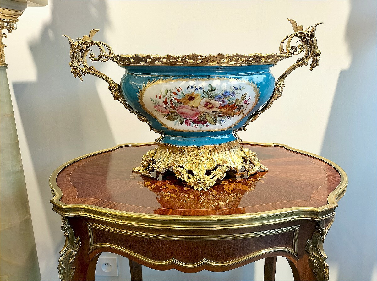 Importante jardinière en porcelaine style Sèvres Époque Napoléon III -photo-2
