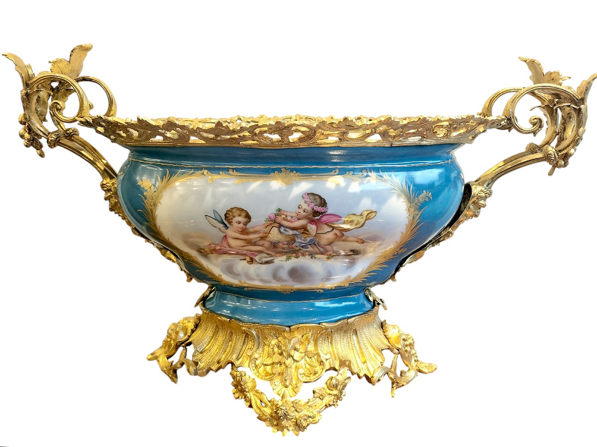 Importante jardinière en porcelaine style Sèvres Époque Napoléon III -photo-3