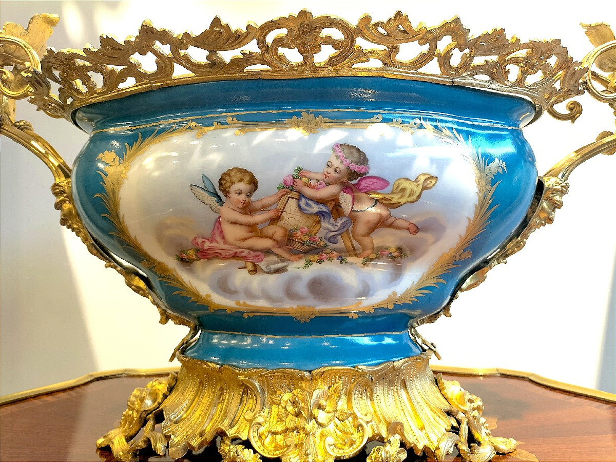 Importante jardinière en porcelaine style Sèvres Époque Napoléon III -photo-4