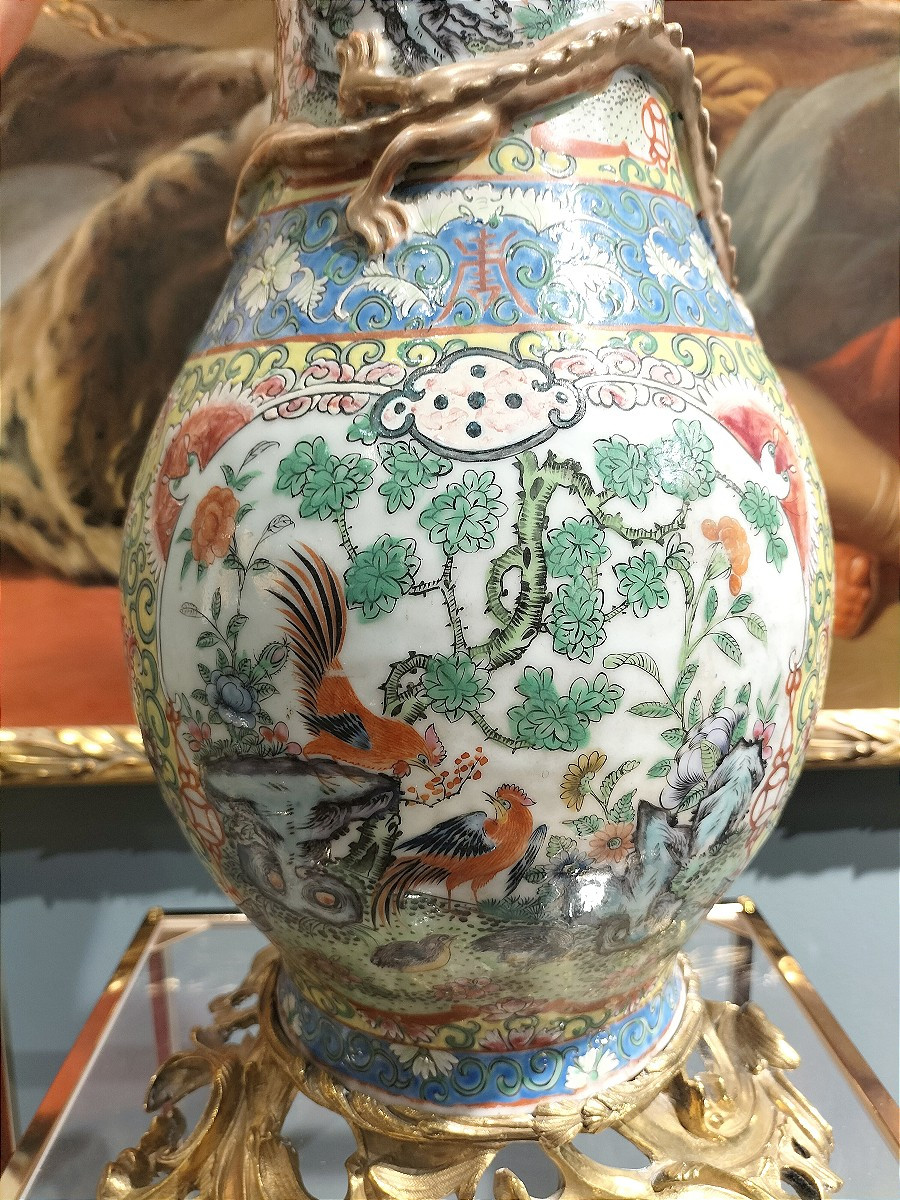 Paire de vases en porcelaine de Canton Chine 19ème siècle -photo-3