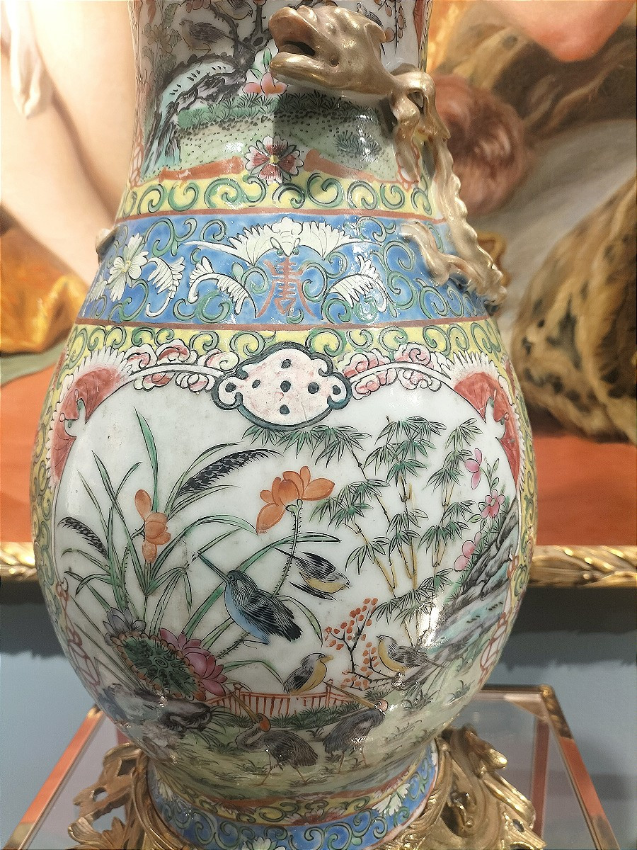 Paire de vases en porcelaine de Canton Chine 19ème siècle -photo-8