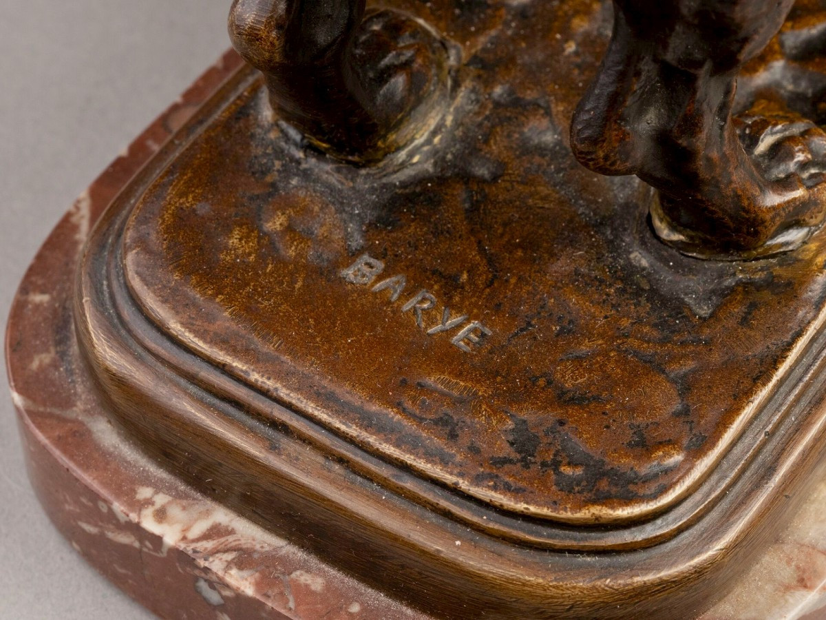 Antoine Louis Barye  Sculpture en bronze patiné " le basset "-photo-3