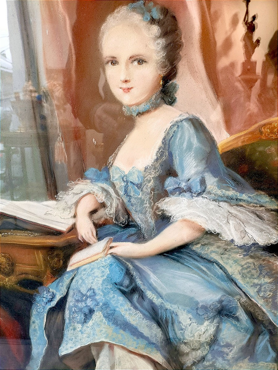 Important Pastel Depicting Madame De Pompadour, 19th Century -photo-3