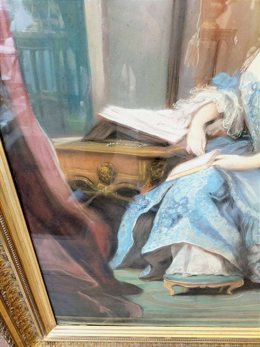 Important Pastel Depicting Madame De Pompadour, 19th Century -photo-5