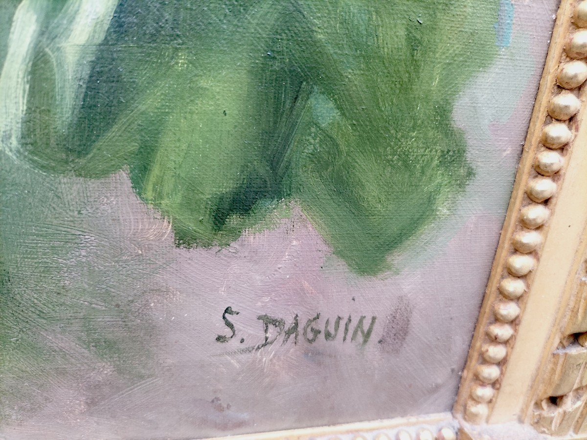 Important paravent en bois doré et huile sur toile peinte Epoque Napoléon III -photo-7