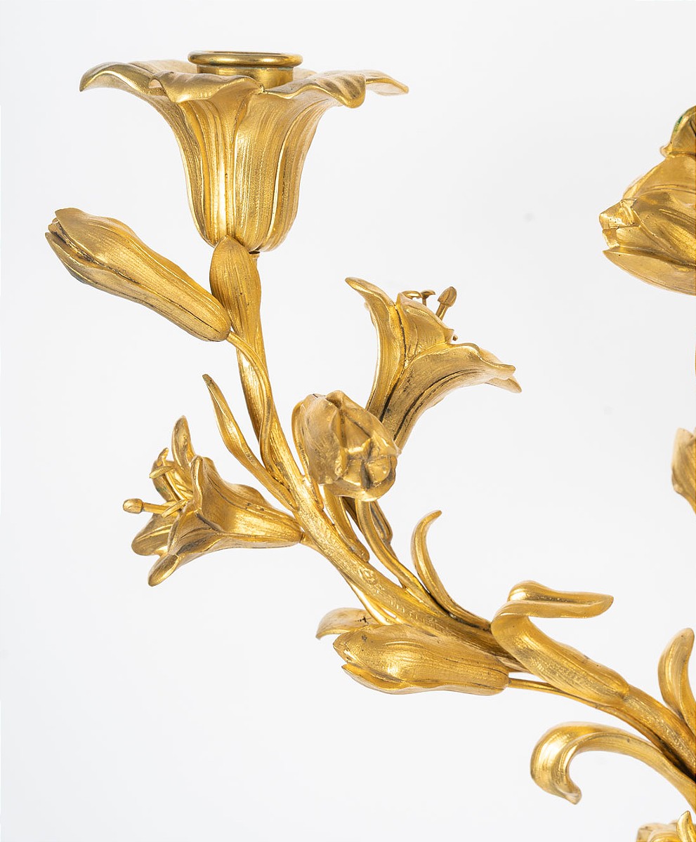 Pair Of Important Candelabra In Samson Porcelain And Gilt Bronze -photo-4