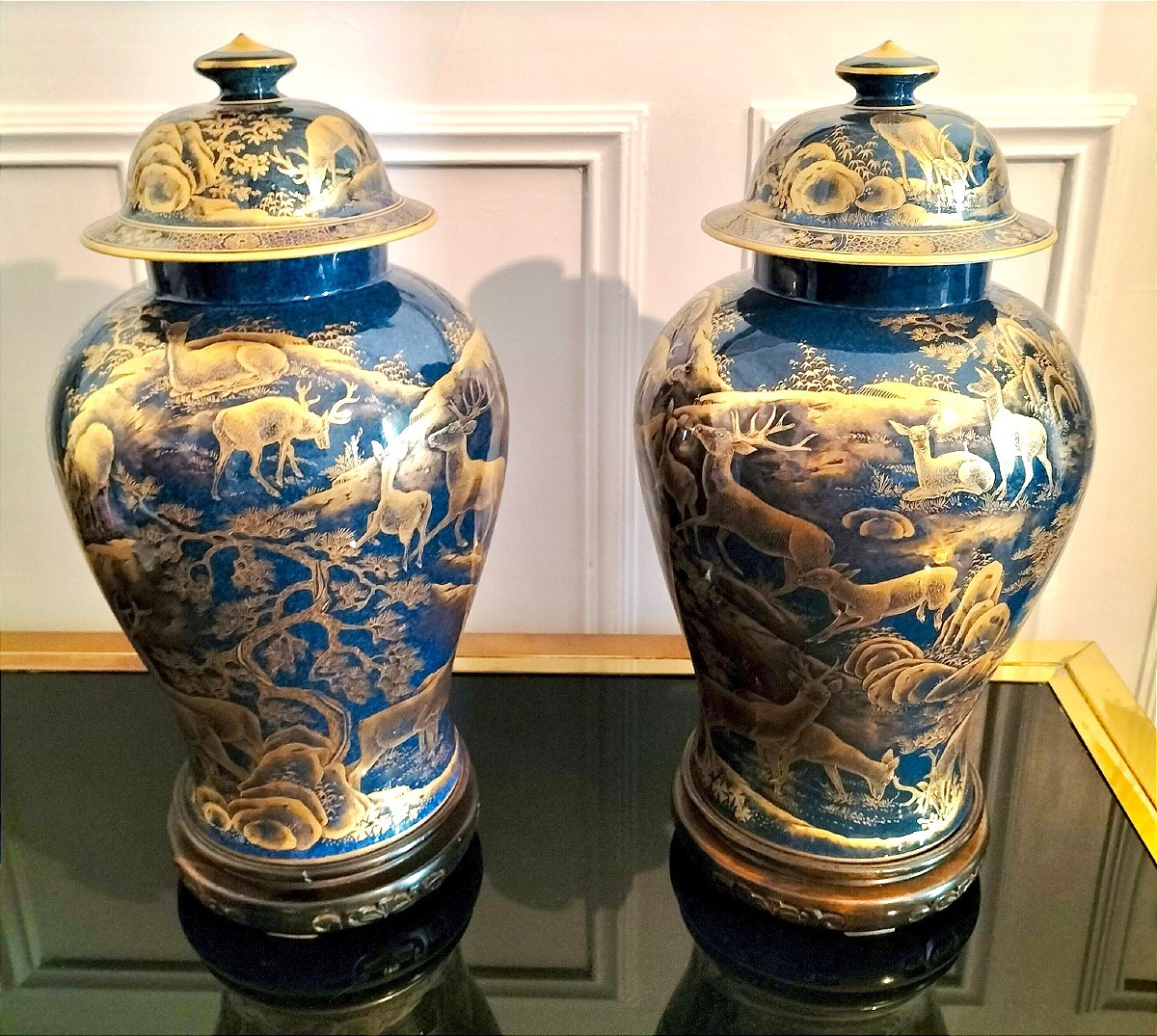Pair Of Covered Porcelain Vases In The Chinese Style, Samson Manufacture 19th Century -photo-2
