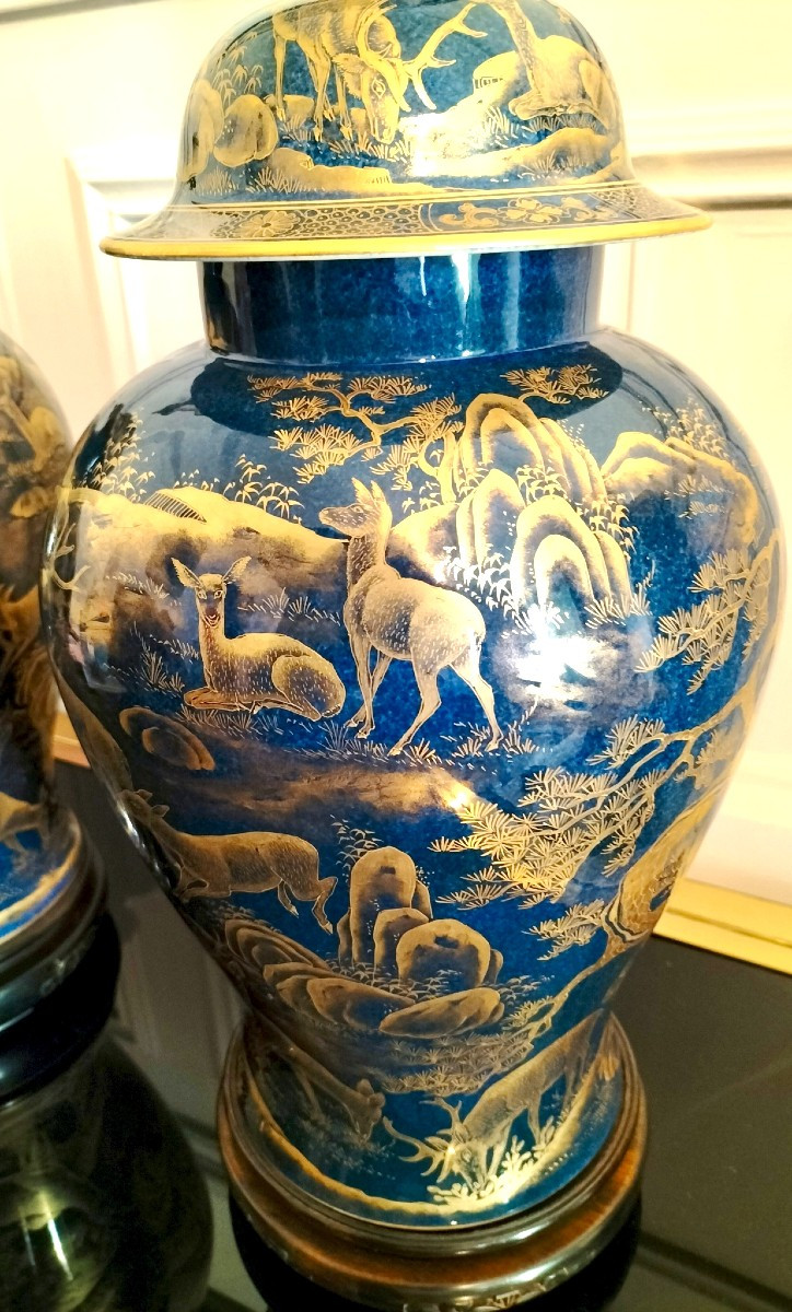 Pair Of Covered Porcelain Vases In The Chinese Style, Samson Manufacture 19th Century -photo-3