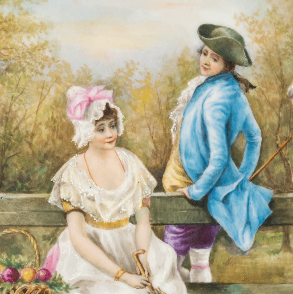 Pair Of Large Limoges Painted Porcelain Platters By William Guerin 19th Century -photo-2