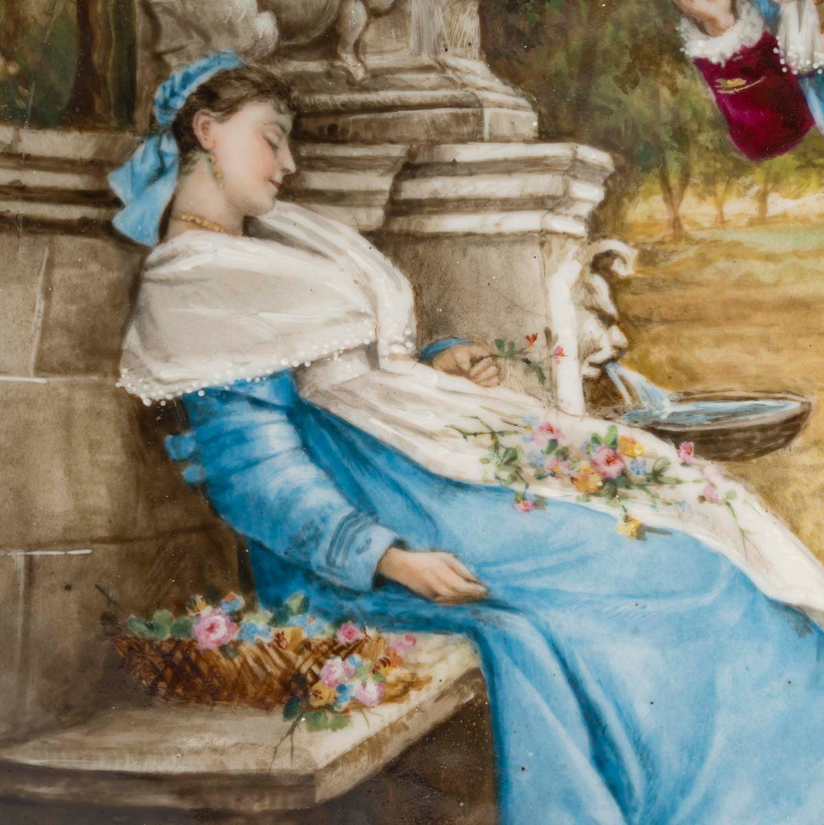 Pair Of Large Limoges Painted Porcelain Platters By William Guerin 19th Century -photo-4