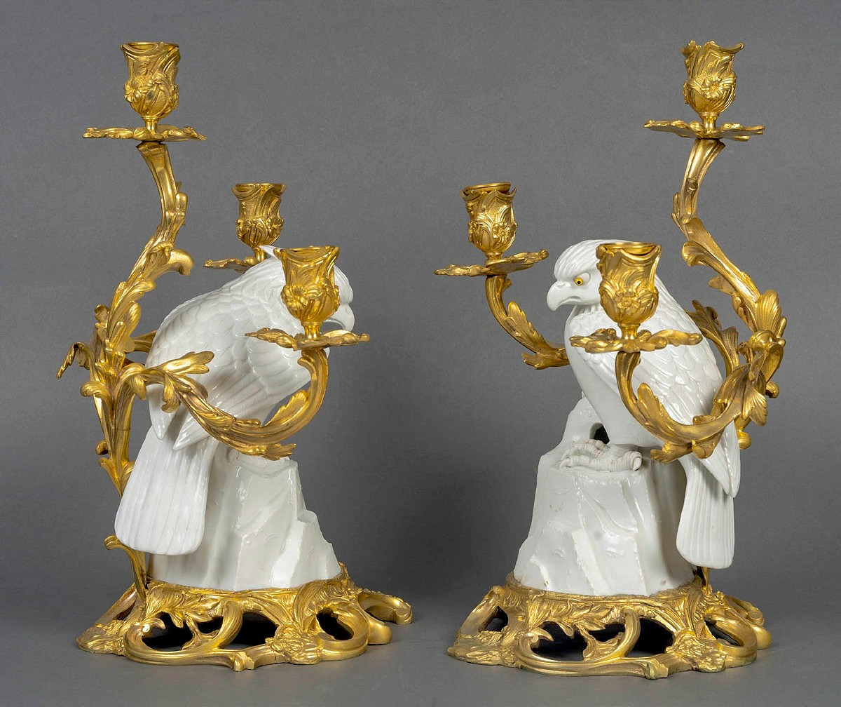 Paire de candélabres en porcelaine du Japon monture en bronze doré 19ème siècle -photo-4