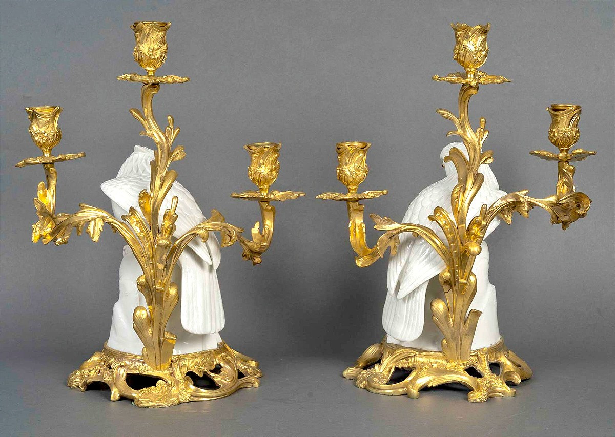 Paire de candélabres en porcelaine du Japon monture en bronze doré 19ème siècle -photo-5
