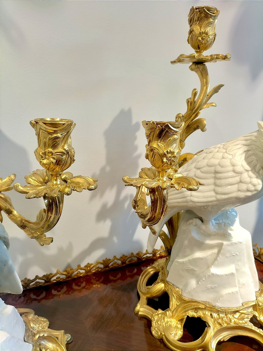 Paire de candélabres en porcelaine du Japon monture en bronze doré 19ème siècle -photo-7