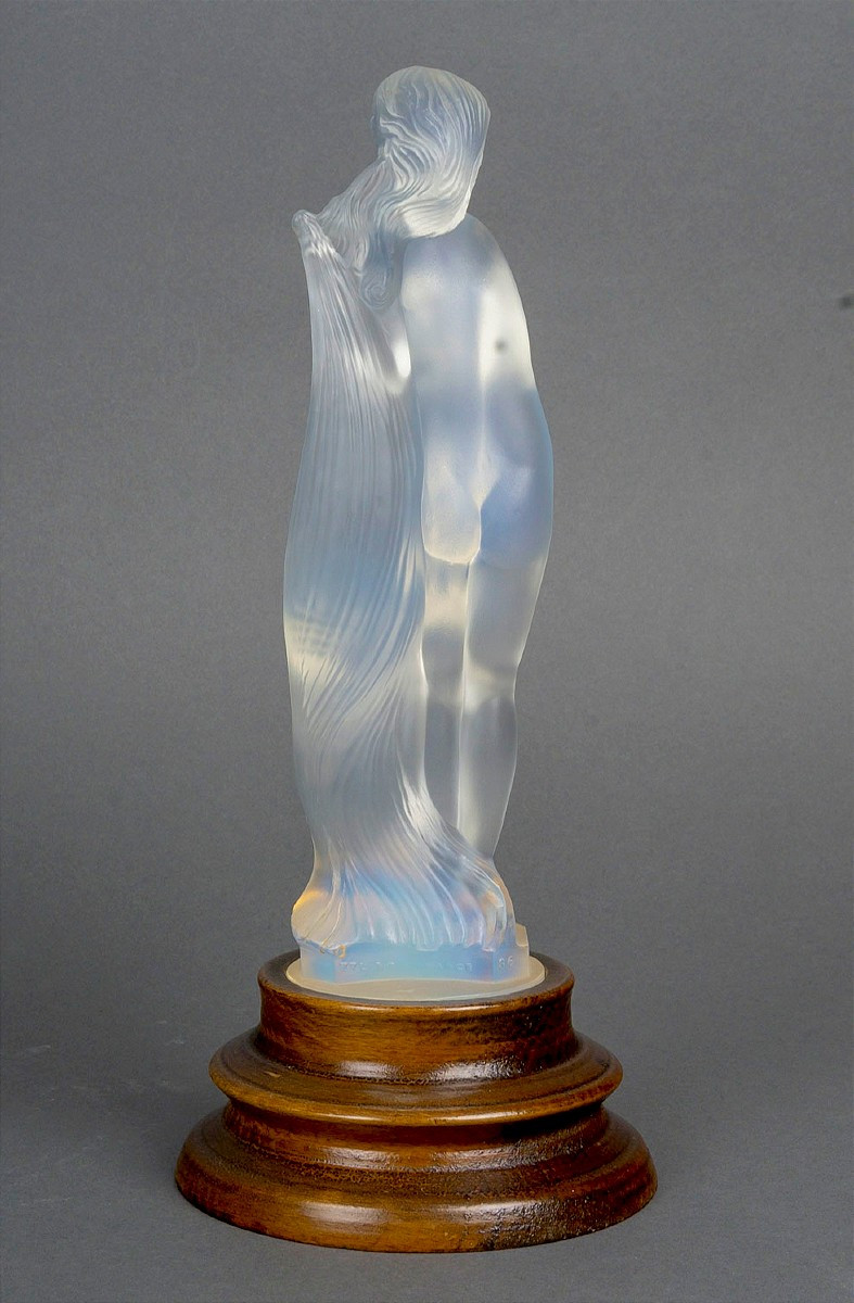 Etling " Nue aux cheveux longs " verre opalescent époque Art Déco -photo-3