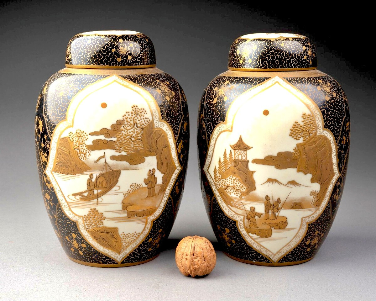 Pair Of Paris Samson Porcelain Ginger Jars Japanese Style -photo-2