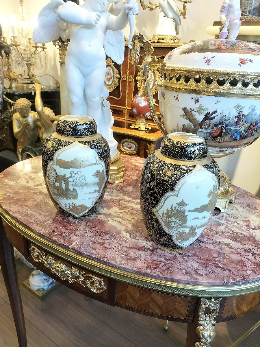 Pair Of Paris Samson Porcelain Ginger Jars Japanese Style -photo-3
