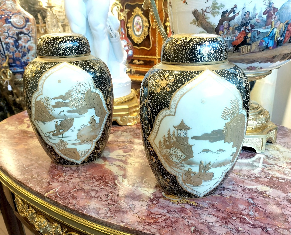 Pair Of Paris Samson Porcelain Ginger Jars Japanese Style -photo-4