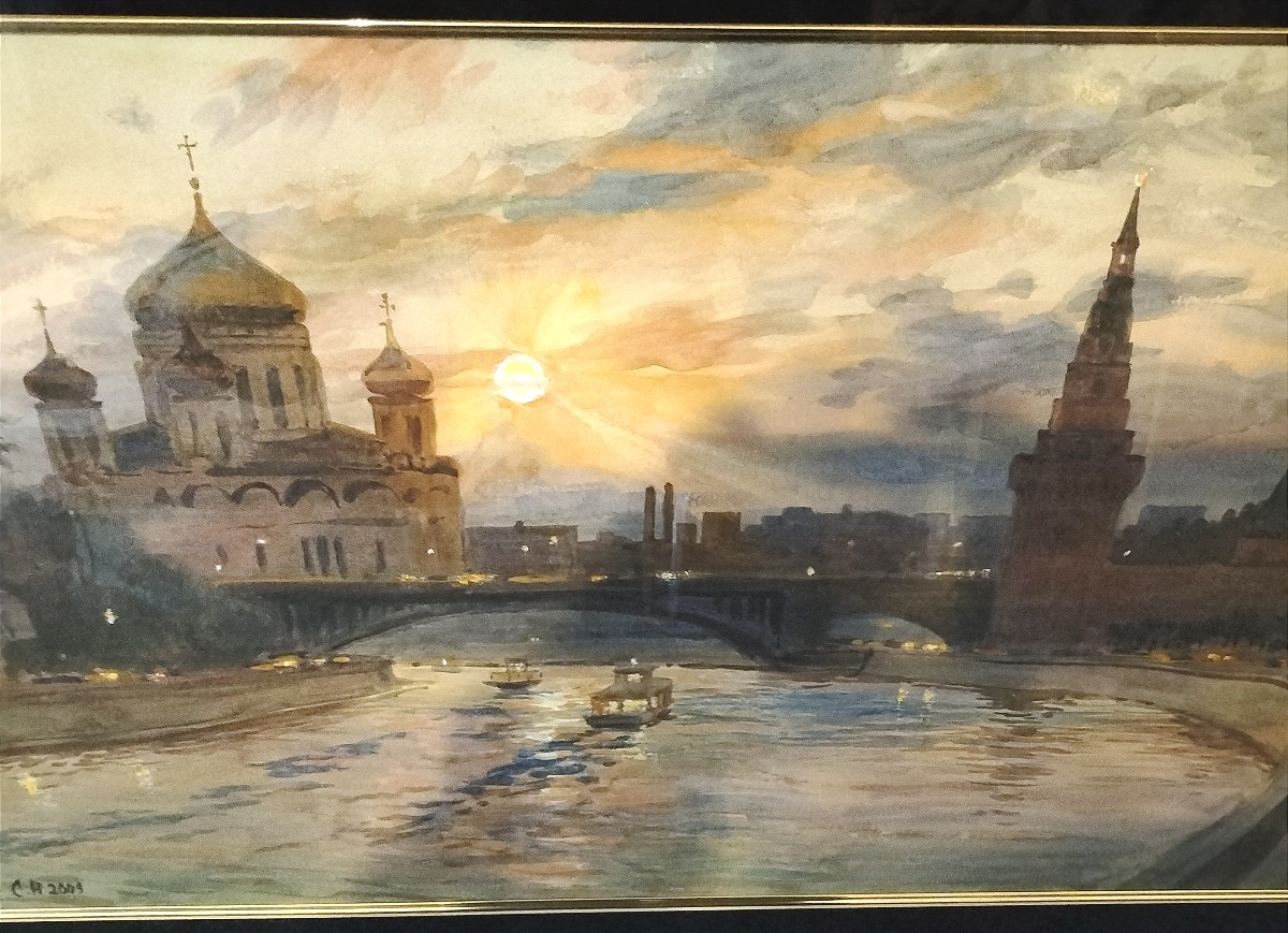Andriyaka Sergey Nicolaevich aquarelle " vue de Moscou" Peintre russe-photo-3