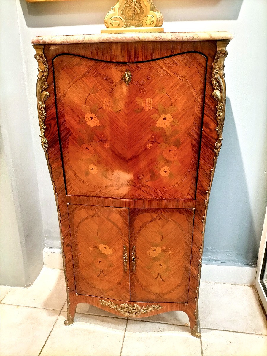 Secrétaire en marqueterie style Louis XV-photo-2