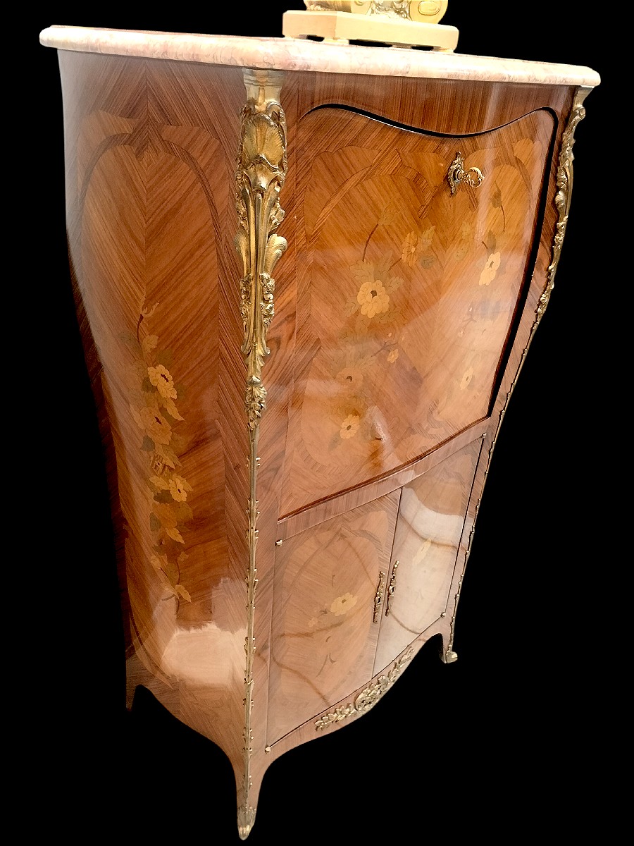 Secrétaire en marqueterie style Louis XV-photo-6
