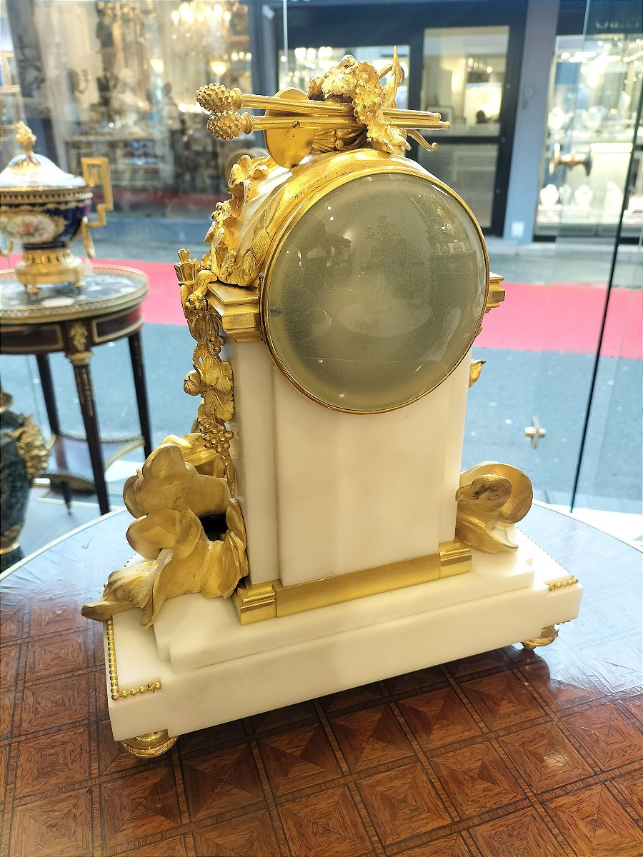 Pendule en bronze doré et marbre 19ème siècle -photo-6