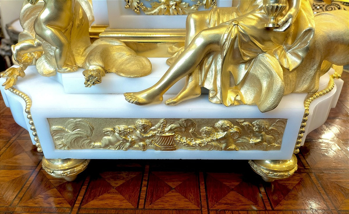 Pendule en bronze doré et marbre 19ème siècle -photo-8