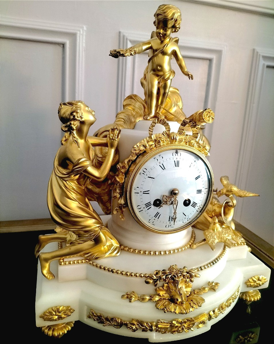 Louis XVI Style Marble And Gilt Bronze Clock, 19th Century -photo-2