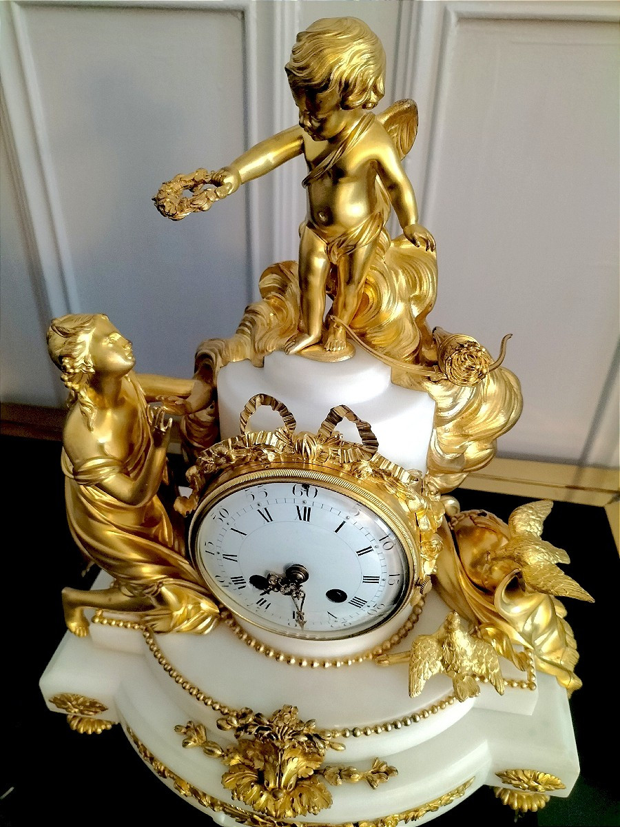 Louis XVI Style Marble And Gilt Bronze Clock, 19th Century -photo-4