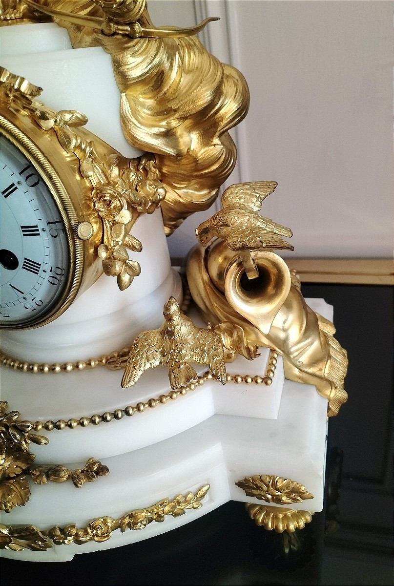 Louis XVI Style Marble And Gilt Bronze Clock, 19th Century -photo-3