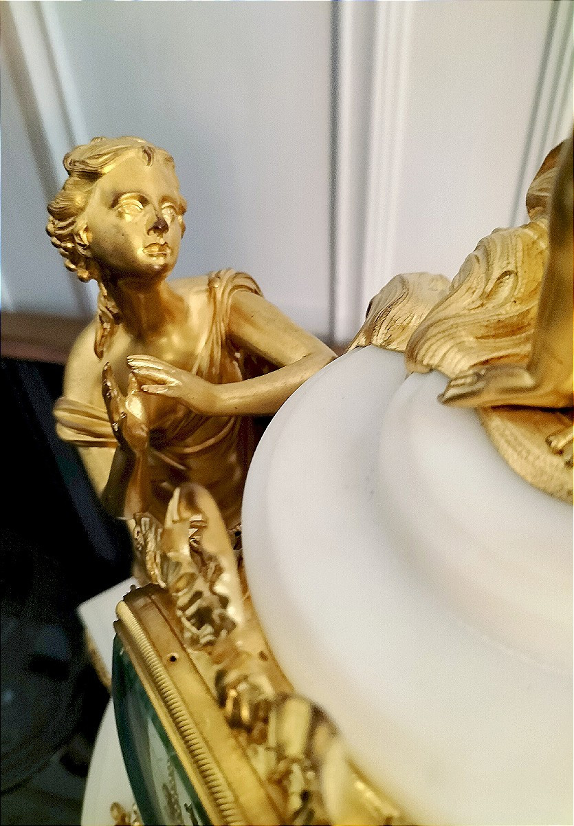 Louis XVI Style Marble And Gilt Bronze Clock, 19th Century -photo-6