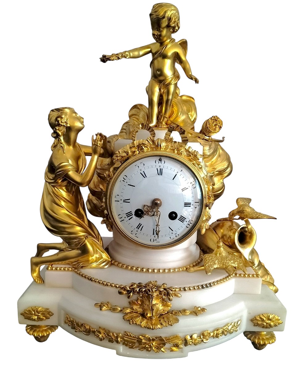 Louis XVI Style Marble And Gilt Bronze Clock, 19th Century -photo-8