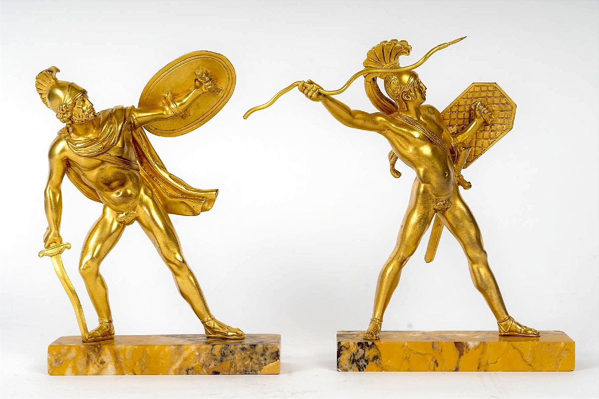 Pair Of 19th-century Neoclassical Style Gilt Bronze Sculptures -photo-2