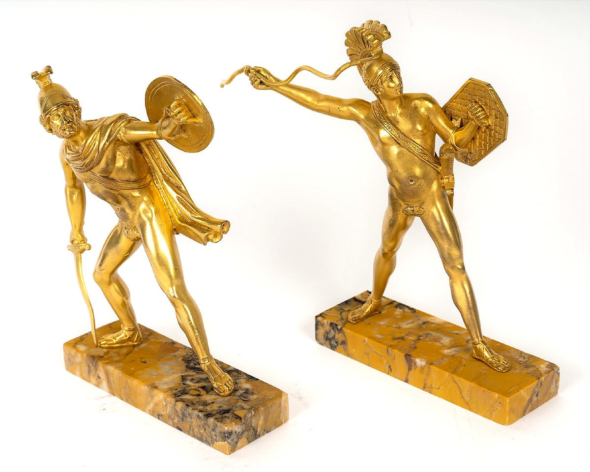 Pair Of 19th-century Neoclassical Style Gilt Bronze Sculptures 